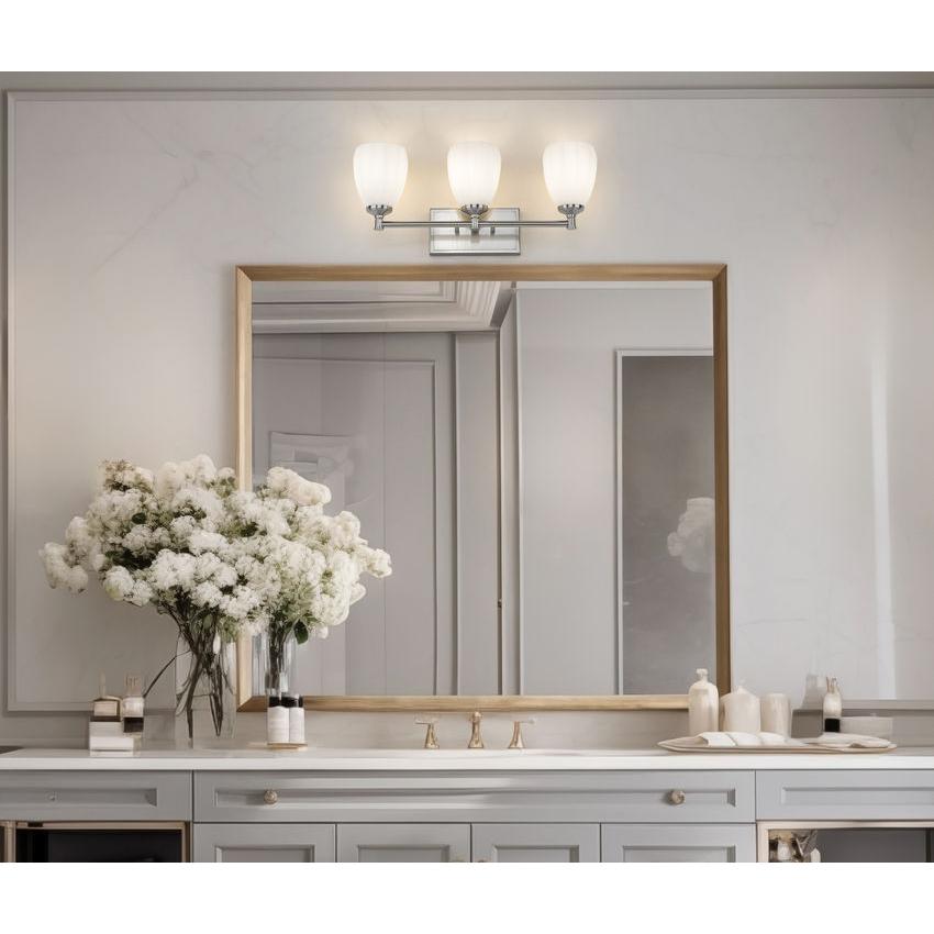 Z-Lite Oren 3-Light Medium Bulb Base Brushed Nickel Steel Frame Matte Opal Glass Shade Vanity Light
