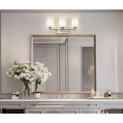 Z-Lite Oren 3-Light Medium Bulb Base Brushed Nickel Steel Frame Matte Opal Glass Shade Vanity Light