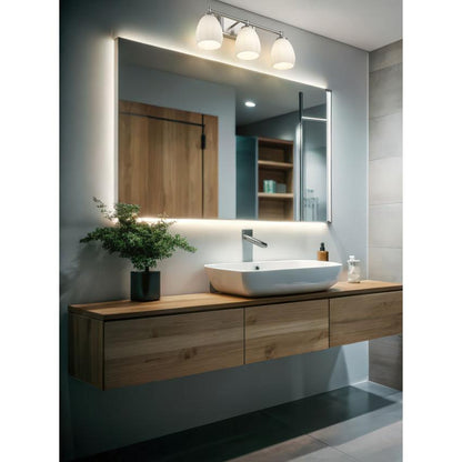 Z-Lite Oren 3-Light Medium Bulb Base Brushed Nickel Steel Frame Matte Opal Glass Shade Vanity Light