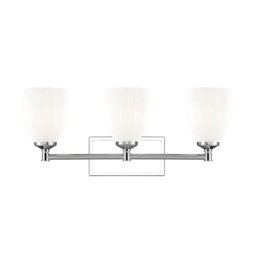 Z-Lite Oren 3-Light Medium Bulb Base Chrome Steel Frame Matte Opal Glass Shade Vanity Light
