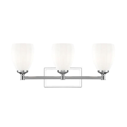 Z-Lite Oren 3-Light Medium Bulb Base Chrome Steel Frame Matte Opal Glass Shade Vanity Light