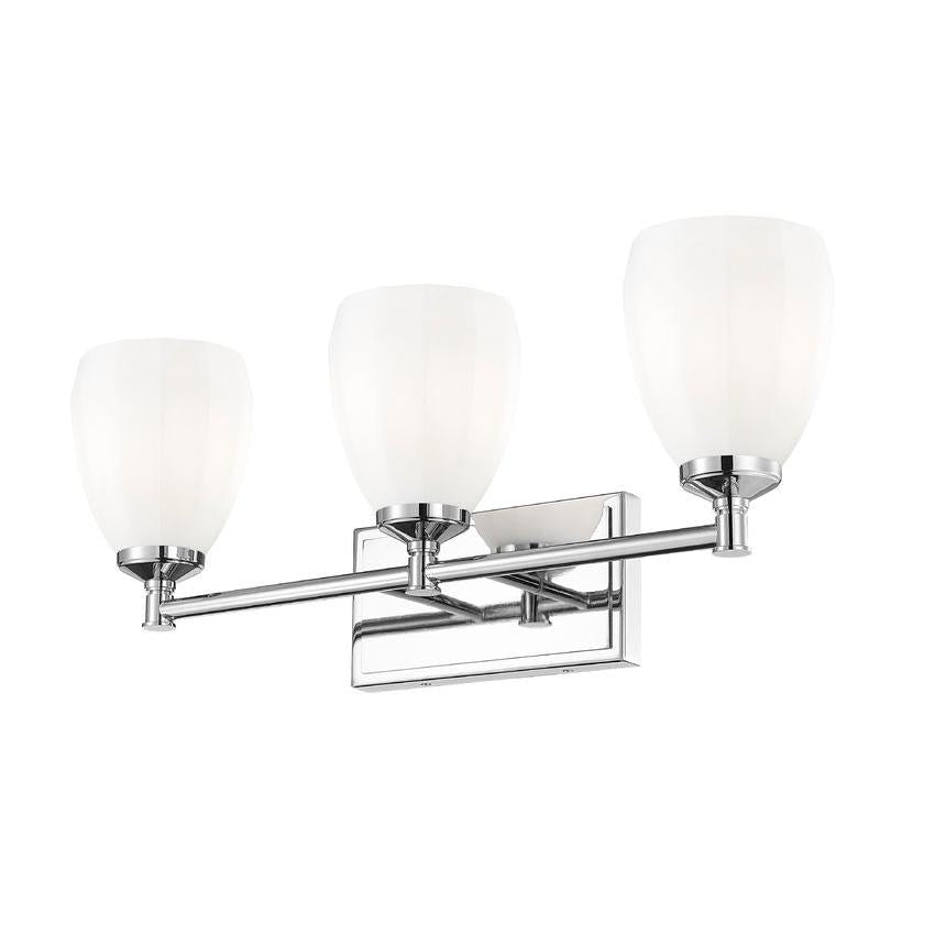 Z-Lite Oren 3-Light Medium Bulb Base Chrome Steel Frame Matte Opal Glass Shade Vanity Light
