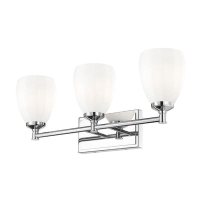Z-Lite Oren 3-Light Medium Bulb Base Chrome Steel Frame Matte Opal Glass Shade Vanity Light