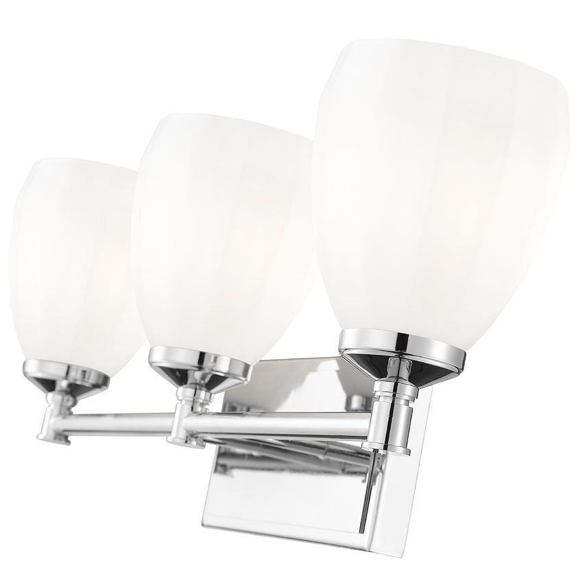 Z-Lite Oren 3-Light Medium Bulb Base Chrome Steel Frame Matte Opal Glass Shade Vanity Light