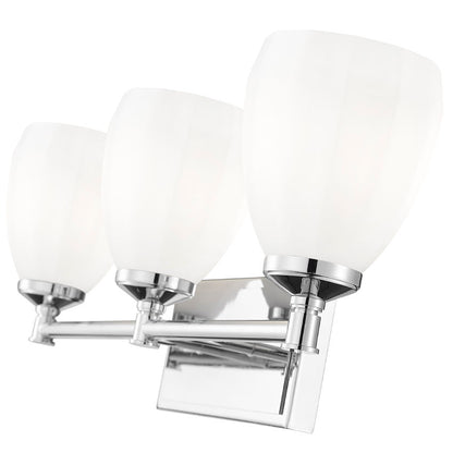 Z-Lite Oren 3-Light Medium Bulb Base Chrome Steel Frame Matte Opal Glass Shade Vanity Light