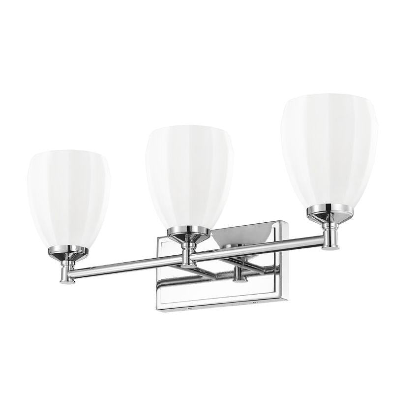 Z-Lite Oren 3-Light Medium Bulb Base Chrome Steel Frame Matte Opal Glass Shade Vanity Light