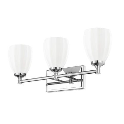 Z-Lite Oren 3-Light Medium Bulb Base Chrome Steel Frame Matte Opal Glass Shade Vanity Light