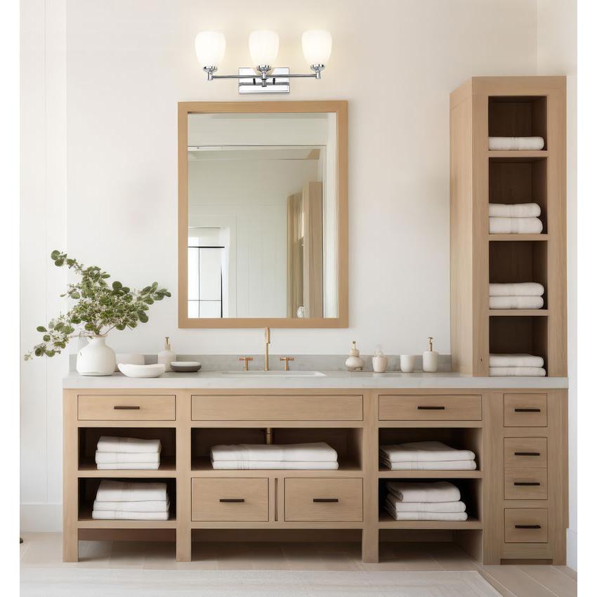 Z-Lite Oren 3-Light Medium Bulb Base Chrome Steel Frame Matte Opal Glass Shade Vanity Light