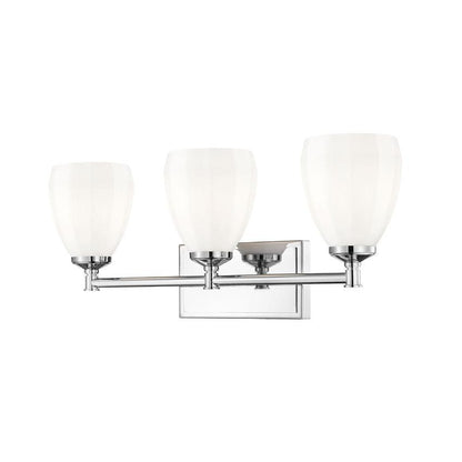 Z-Lite Oren 3-Light Medium Bulb Base Chrome Steel Frame Matte Opal Glass Shade Vanity Light