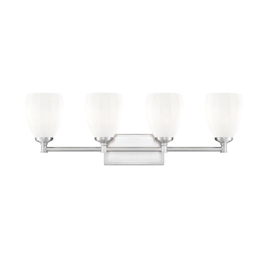 Z-Lite Oren 4-Light Medium Bulb Base Brushed Nickel Steel Frame Matte Opal Glass Shade Vanity Light