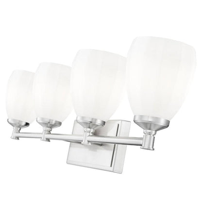 Z-Lite Oren 4-Light Medium Bulb Base Brushed Nickel Steel Frame Matte Opal Glass Shade Vanity Light