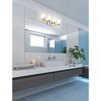 Z-Lite Oren 4-Light Medium Bulb Base Brushed Nickel Steel Frame Matte Opal Glass Shade Vanity Light