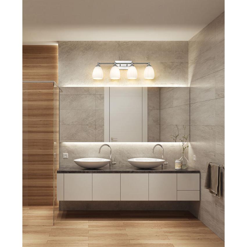 Z-Lite Oren 4-Light Medium Bulb Base Brushed Nickel Steel Frame Matte Opal Glass Shade Vanity Light