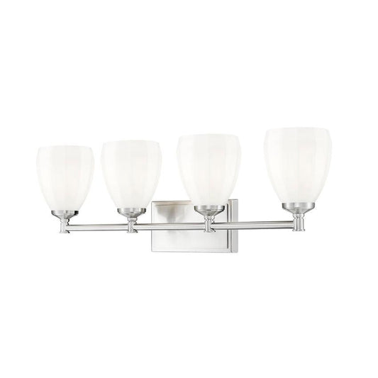 Z-Lite Oren 4-Light Medium Bulb Base Brushed Nickel Steel Frame Matte Opal Glass Shade Vanity Light