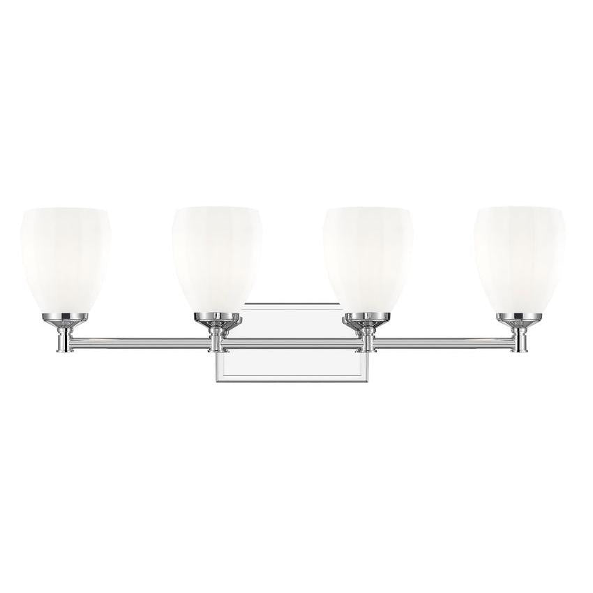 Z-Lite Oren 4-Light Medium Bulb Base Chrome Steel Frame Matte Opal Glass Shade Vanity Light