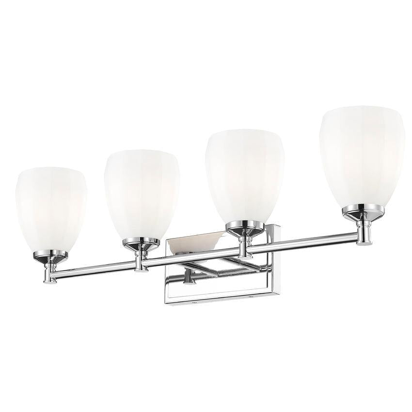 Z-Lite Oren 4-Light Medium Bulb Base Chrome Steel Frame Matte Opal Glass Shade Vanity Light