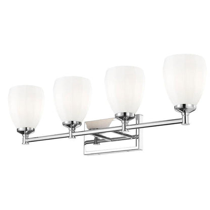 Z-Lite Oren 4-Light Medium Bulb Base Chrome Steel Frame Matte Opal Glass Shade Vanity Light