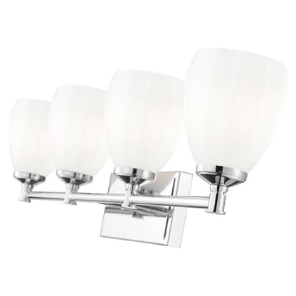 Z-Lite Oren 4-Light Medium Bulb Base Chrome Steel Frame Matte Opal Glass Shade Vanity Light