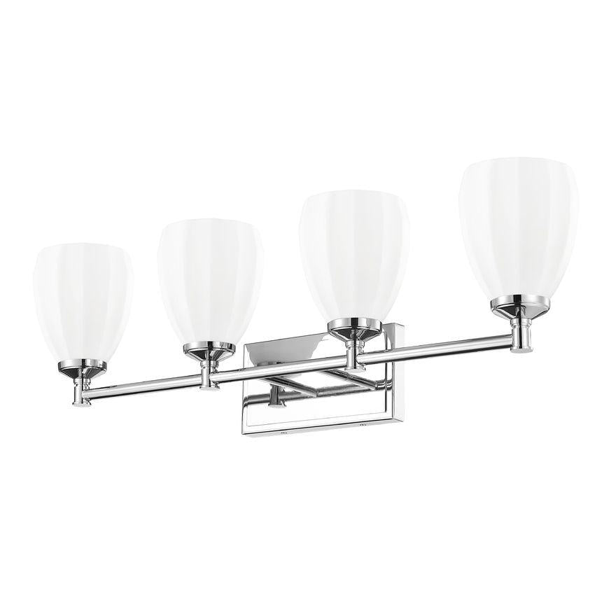 Z-Lite Oren 4-Light Medium Bulb Base Chrome Steel Frame Matte Opal Glass Shade Vanity Light