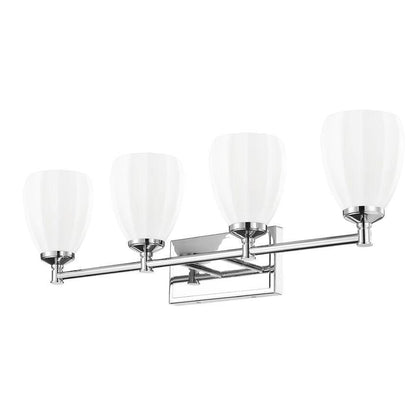Z-Lite Oren 4-Light Medium Bulb Base Chrome Steel Frame Matte Opal Glass Shade Vanity Light