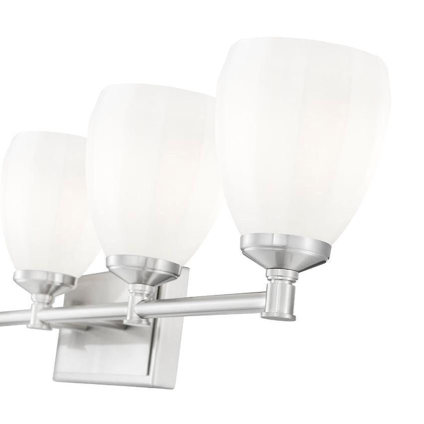 Z-Lite Oren 5-Light Medium Bulb Base Brushed Nickel Steel Frame Matte Opal Glass Shade Vanity Light