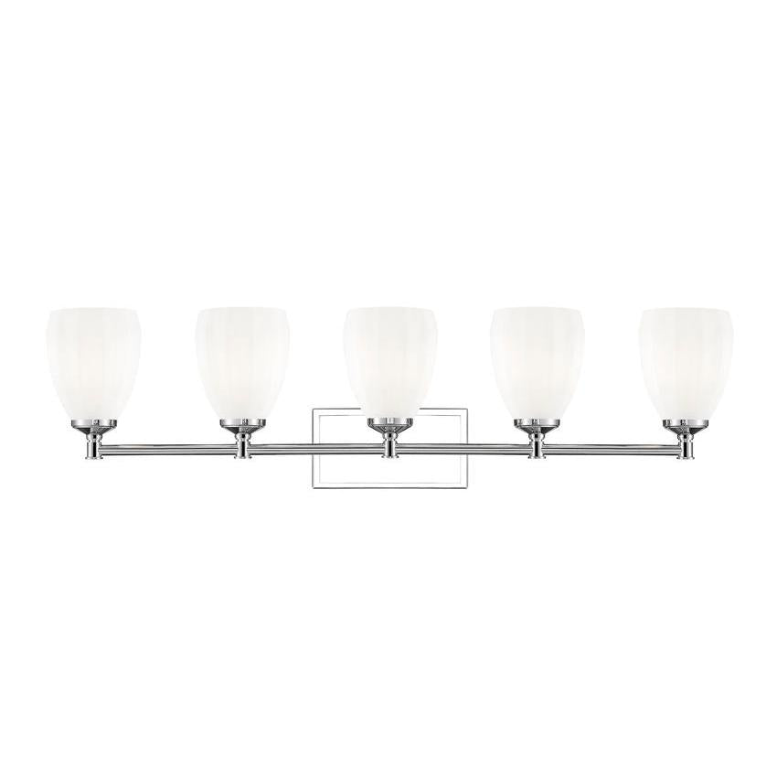 Z-Lite Oren 5-Light Medium Bulb Base Chrome Steel Frame Matte Opal Glass Shade Vanity Light
