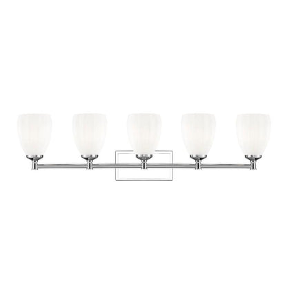 Z-Lite Oren 5-Light Medium Bulb Base Chrome Steel Frame Matte Opal Glass Shade Vanity Light