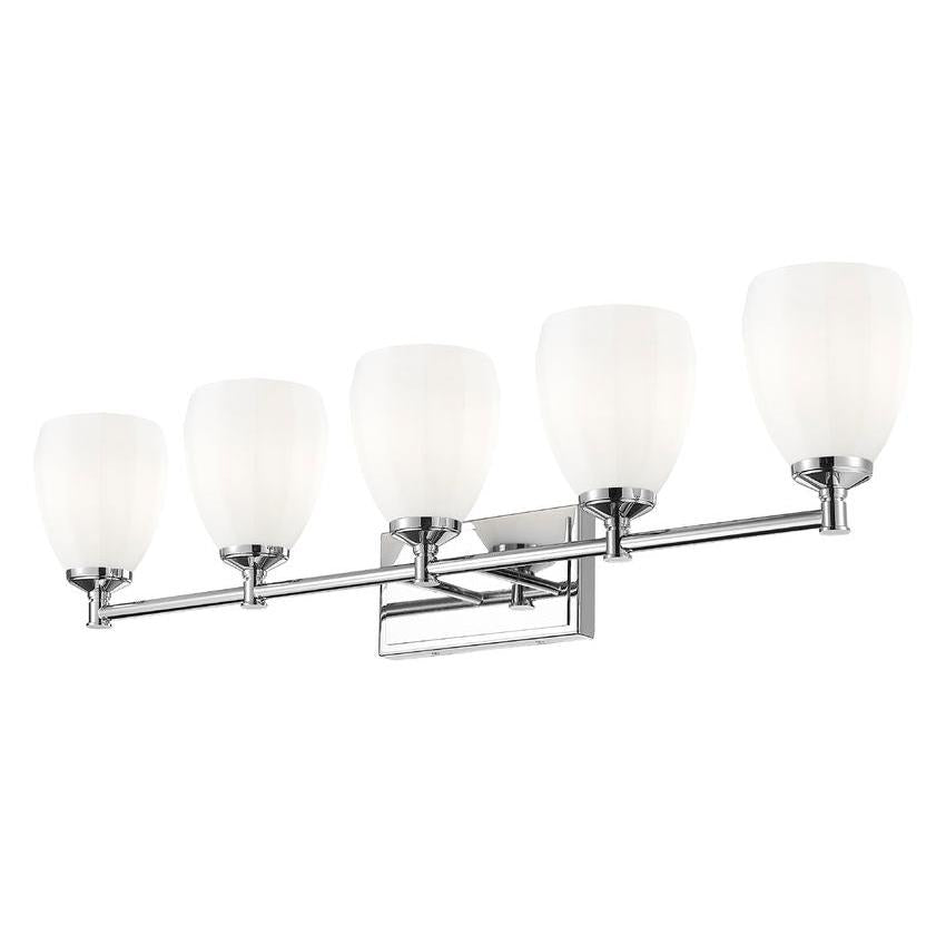 Z-Lite Oren 5-Light Medium Bulb Base Chrome Steel Frame Matte Opal Glass Shade Vanity Light