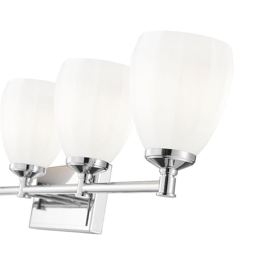 Z-Lite Oren 5-Light Medium Bulb Base Chrome Steel Frame Matte Opal Glass Shade Vanity Light