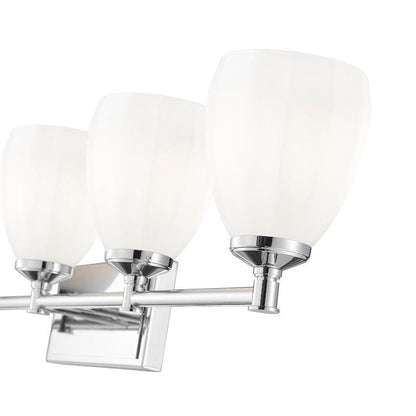 Z-Lite Oren 5-Light Medium Bulb Base Chrome Steel Frame Matte Opal Glass Shade Vanity Light
