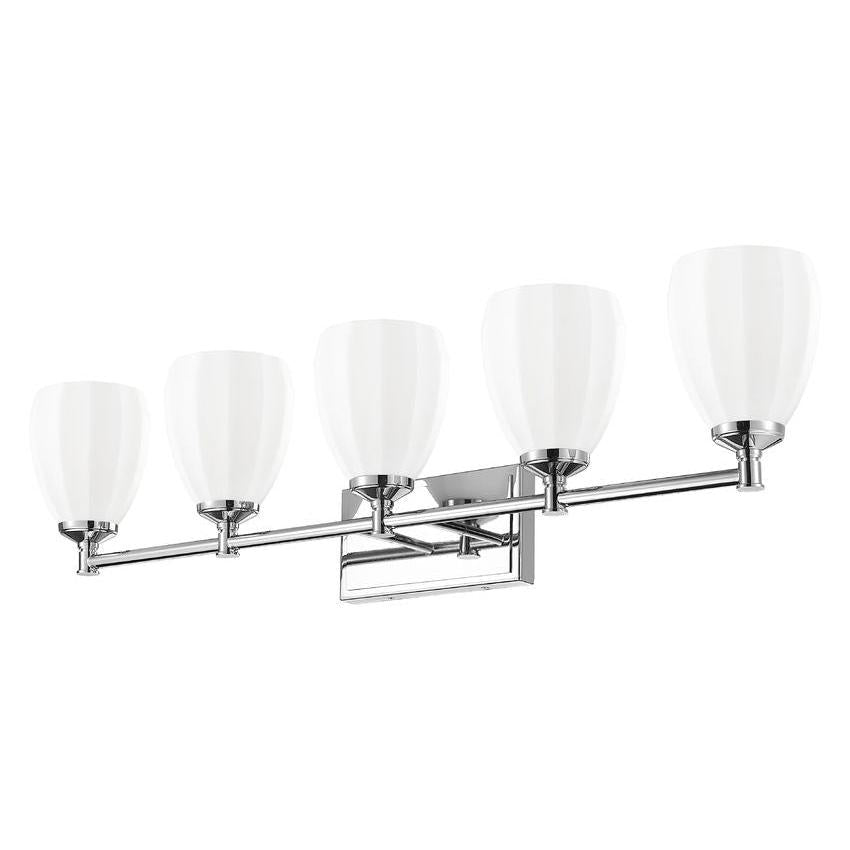 Z-Lite Oren 5-Light Medium Bulb Base Chrome Steel Frame Matte Opal Glass Shade Vanity Light
