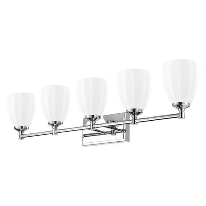 Z-Lite Oren 5-Light Medium Bulb Base Chrome Steel Frame Matte Opal Glass Shade Vanity Light