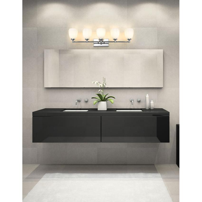 Z-Lite Oren 5-Light Medium Bulb Base Chrome Steel Frame Matte Opal Glass Shade Vanity Light