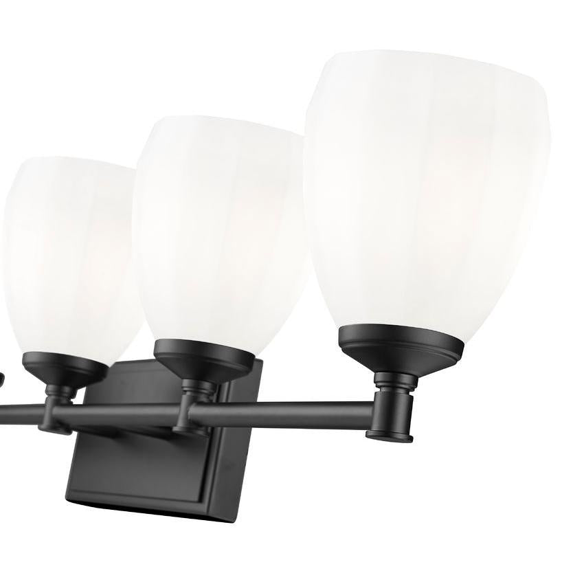 Z-Lite Oren 5-Light Medium Bulb Base Matte Black Steel Frame Matte Opal Glass Shade Vanity Light