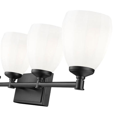 Z-Lite Oren 5-Light Medium Bulb Base Matte Black Steel Frame Matte Opal Glass Shade Vanity Light