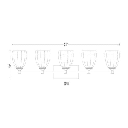 Z-Lite Oren 5-Light Medium Bulb Base Matte Black Steel Frame Matte Opal Glass Shade Vanity Light