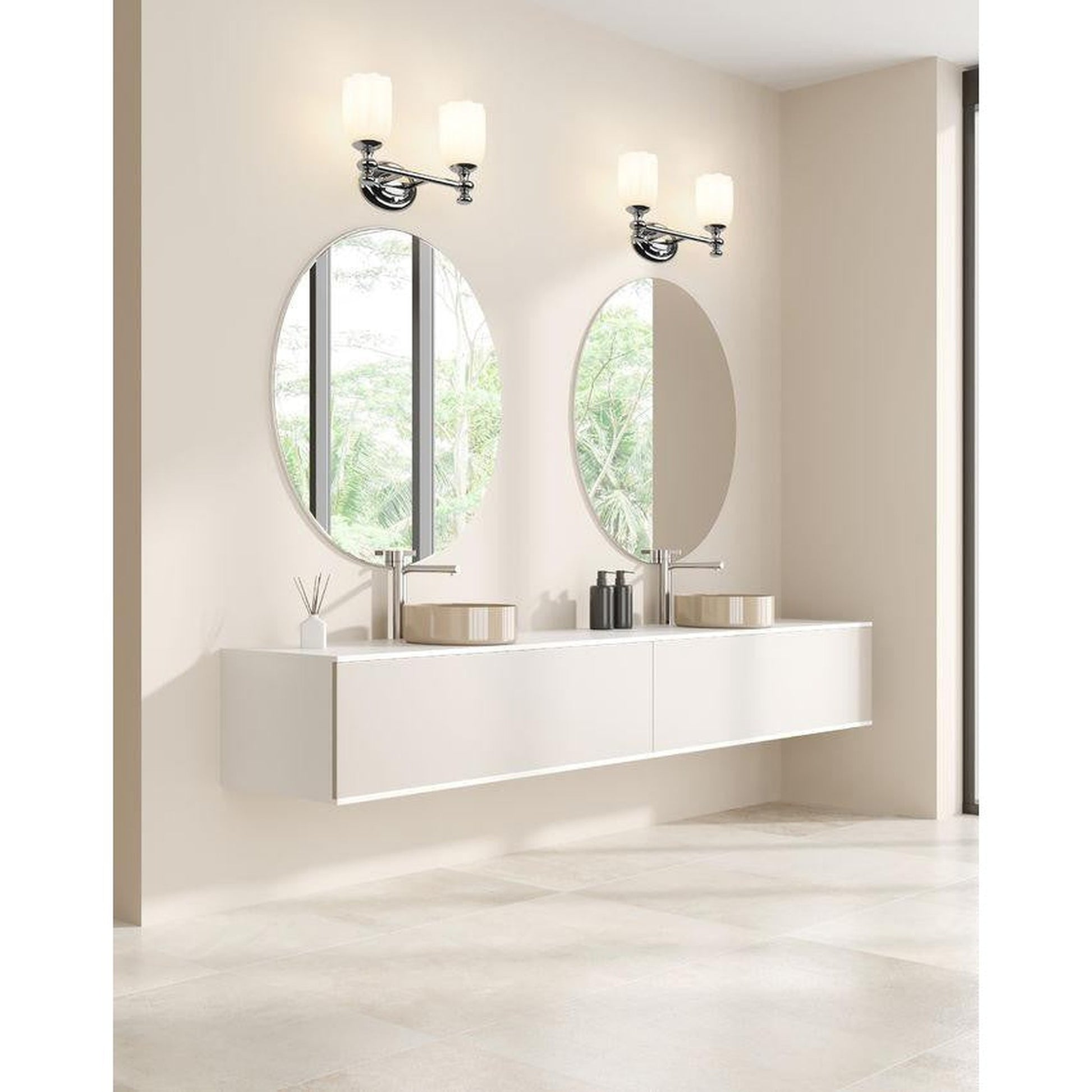 Z-Lite Orion 14" 2-Light Chrome Steel Vanity Light With Opal Etched Glass Shade