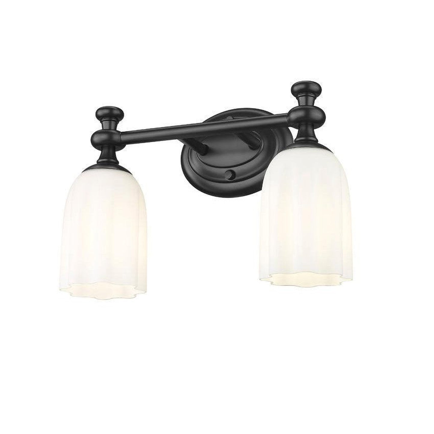 Z-Lite Orion 14" 2-Light Matte Black Steel Vanity Light With Opal Etched Glass Shade