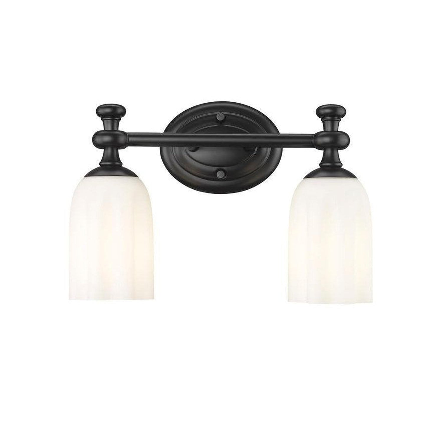 Z-Lite Orion 14" 2-Light Matte Black Steel Vanity Light With Opal Etched Glass Shade