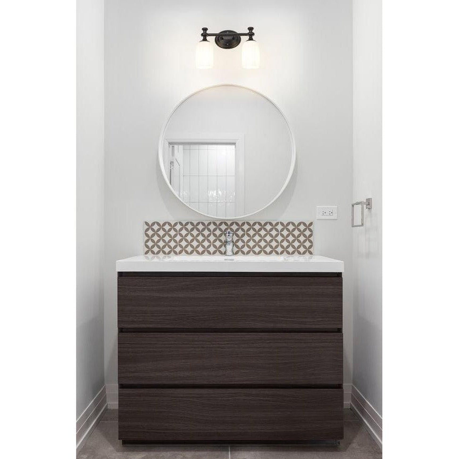 Z-Lite Orion 14" 2-Light Matte Black Steel Vanity Light With Opal Etched Glass Shade