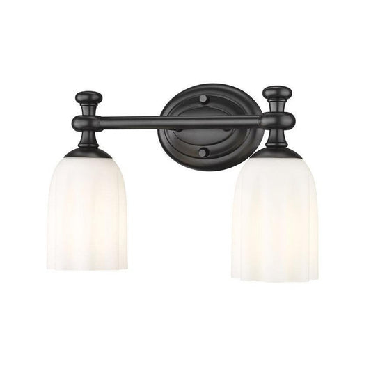 Z-Lite Orion 14" 2-Light Matte Black Steel Vanity Light With Opal Etched Glass Shade