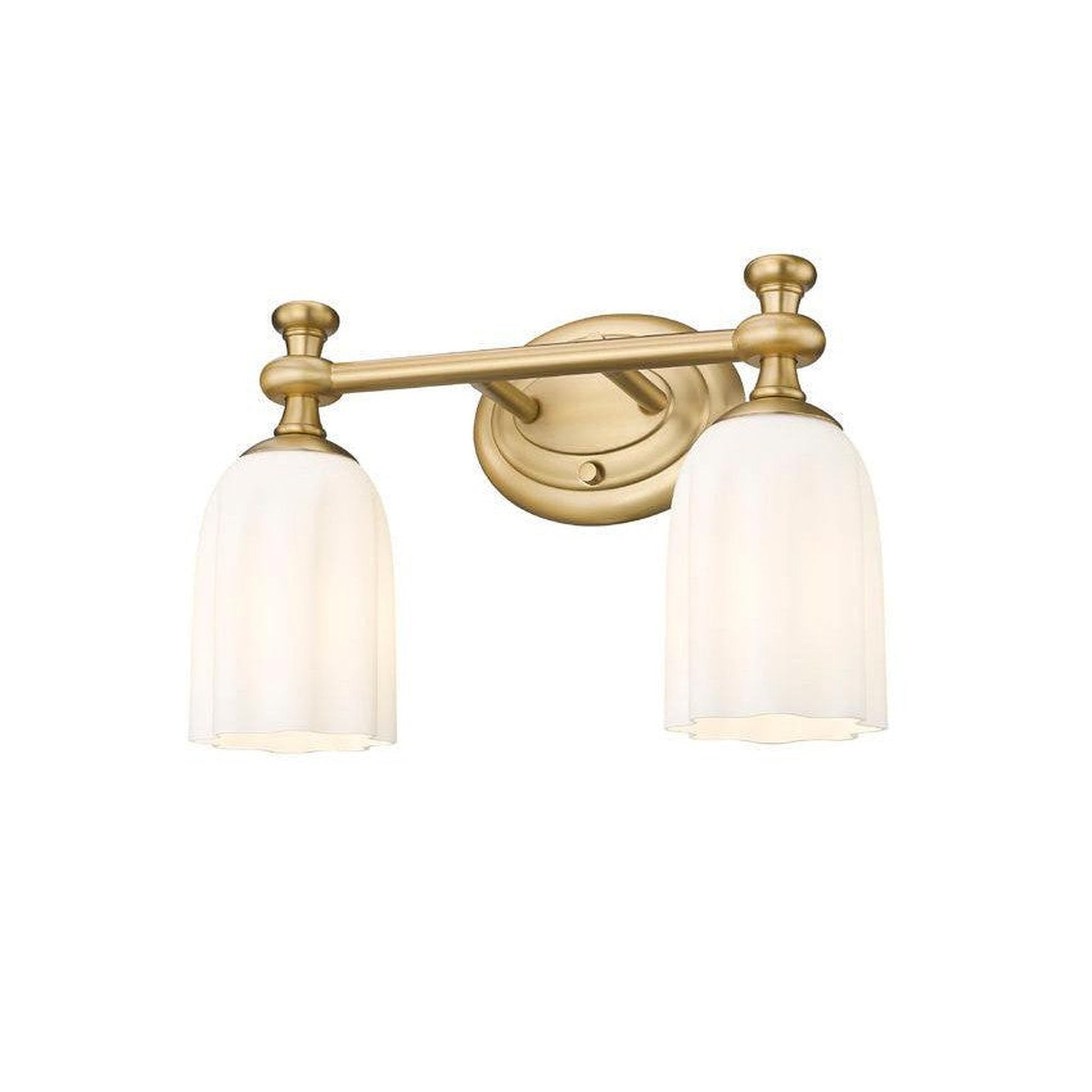 Z-Lite Orion 14" 2-Light Modern Gold Steel Vanity Light With Opal Etched Glass Shade