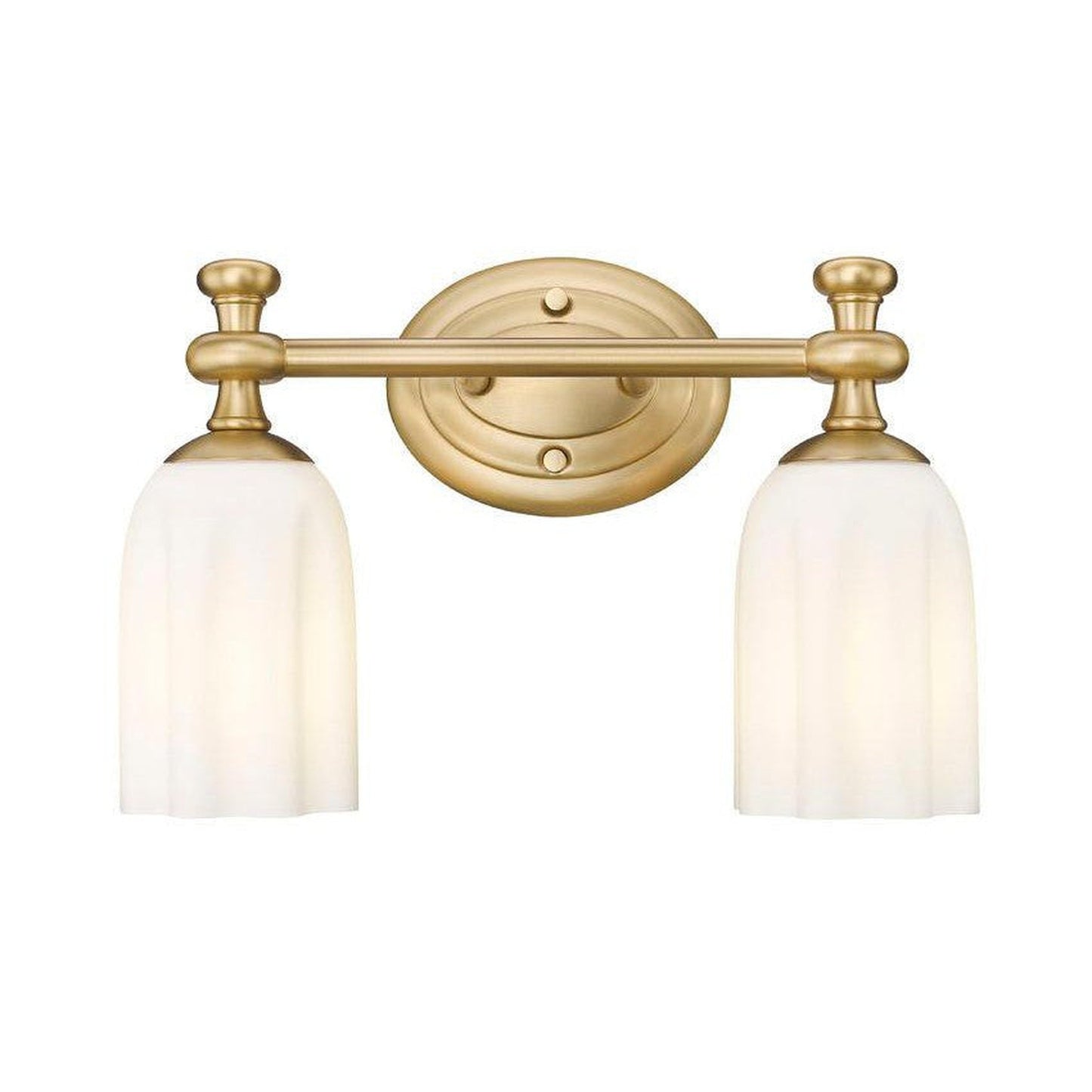 Z-Lite Orion 14" 2-Light Modern Gold Steel Vanity Light With Opal Etched Glass Shade