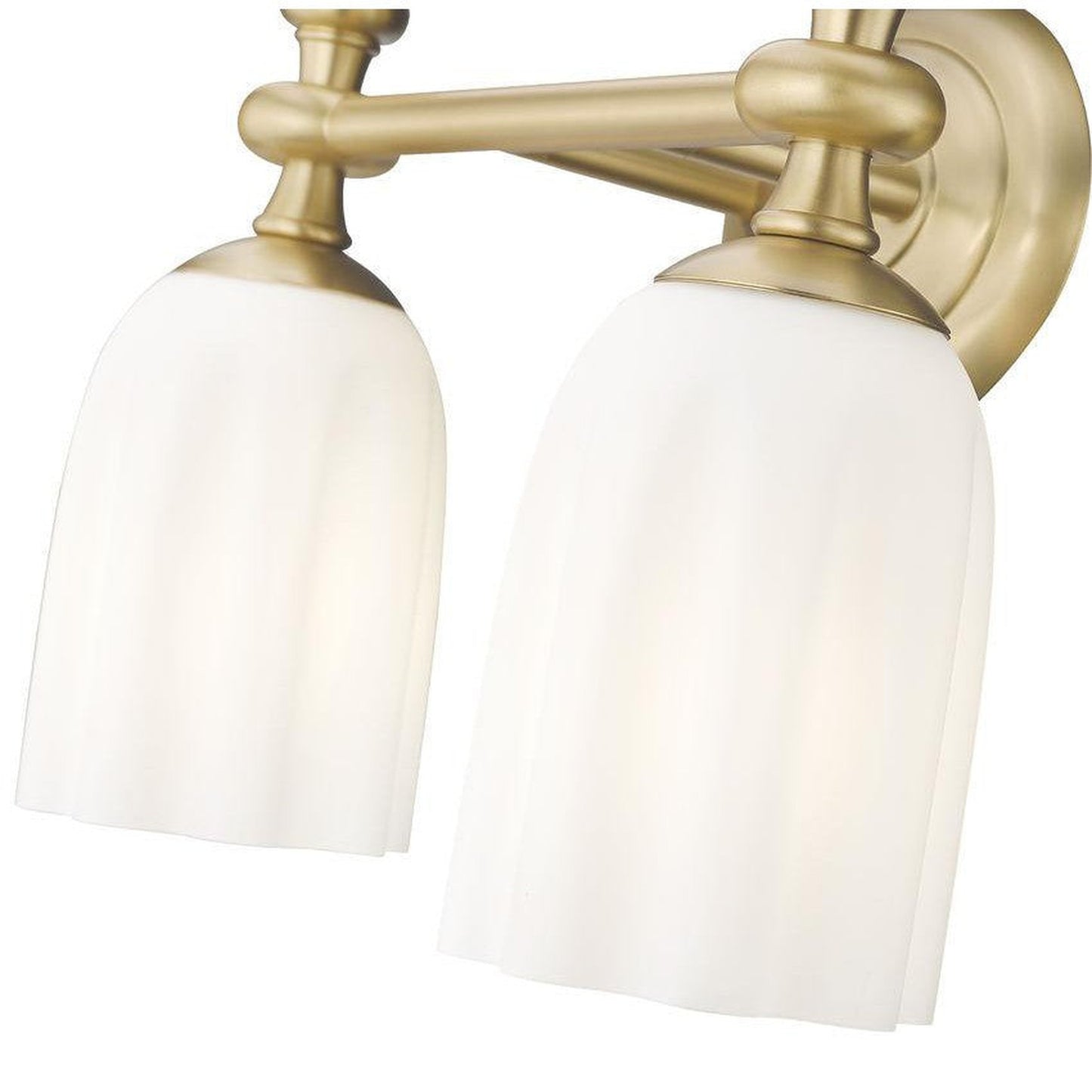 Z-Lite Orion 14" 2-Light Modern Gold Steel Vanity Light With Opal Etched Glass Shade