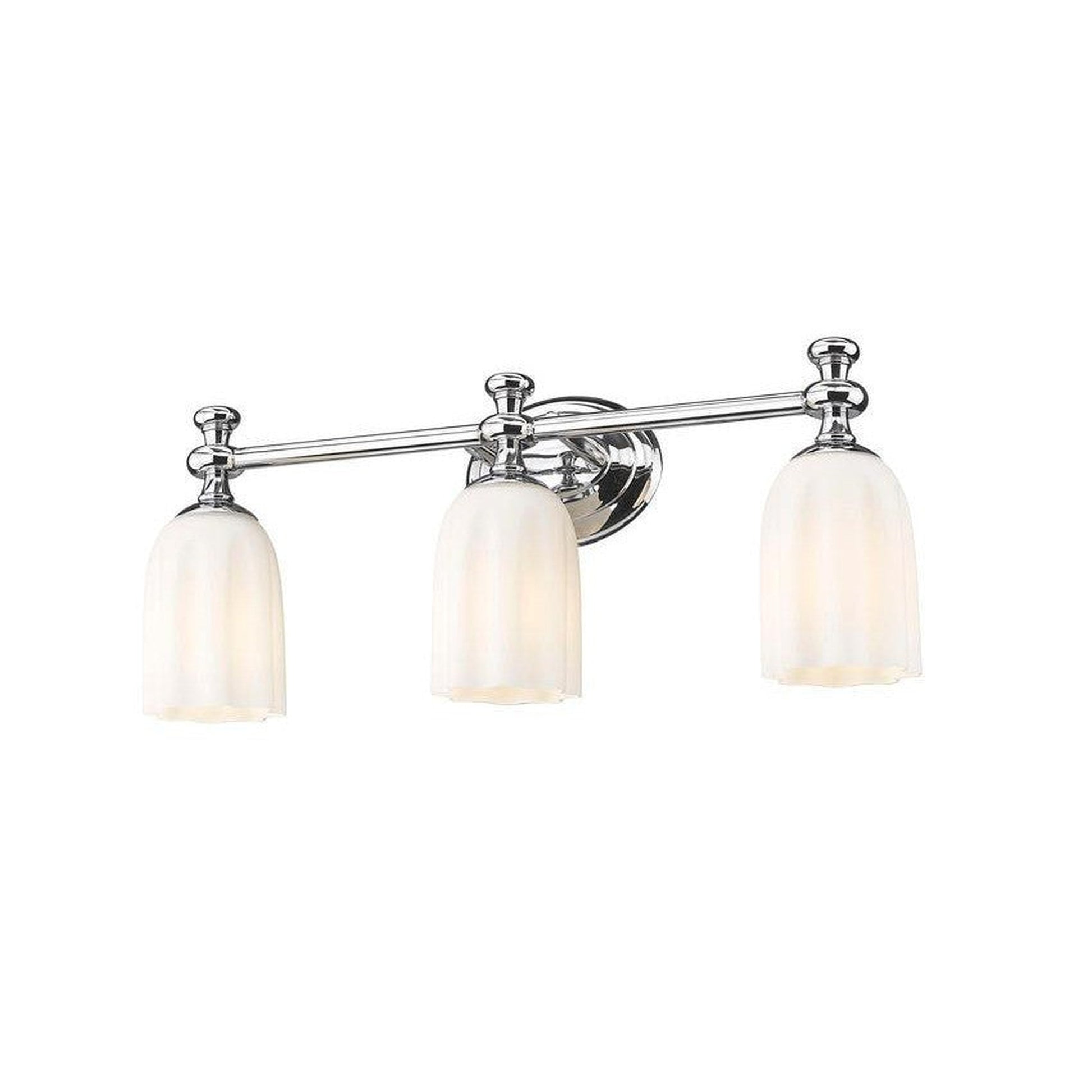 Z-Lite Orion 22" 3-Light Chrome Steel Vanity Light With Opal Etched Glass Shade