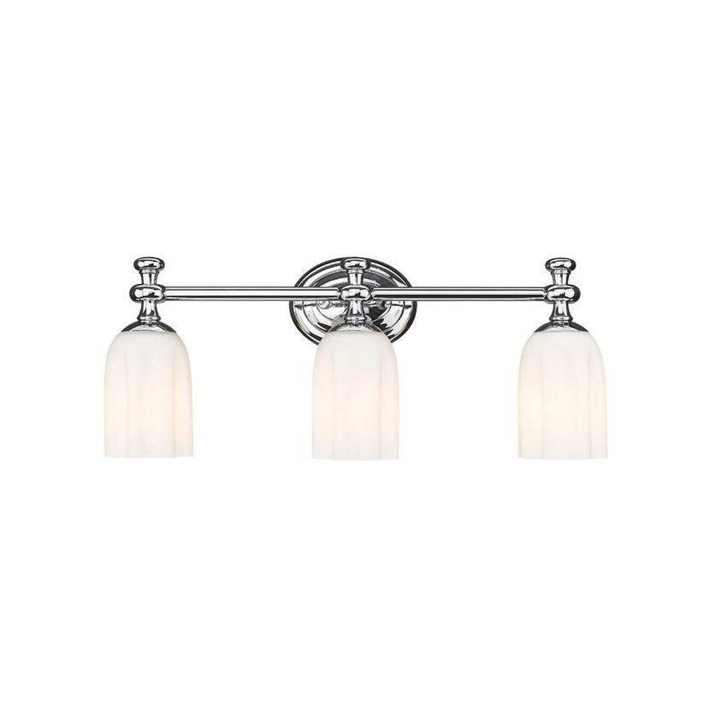 Z-Lite Orion 22" 3-Light Chrome Steel Vanity Light With Opal Etched Glass Shade