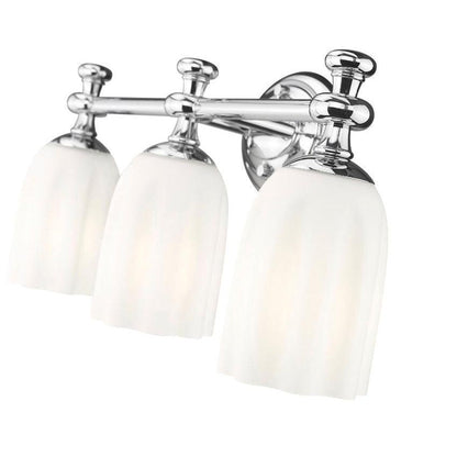 Z-Lite Orion 22" 3-Light Chrome Steel Vanity Light With Opal Etched Glass Shade