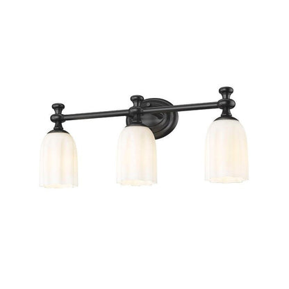 Z-Lite Orion 22" 3-Light Matte Black Steel Vanity Light With Opal Etched Glass Shade