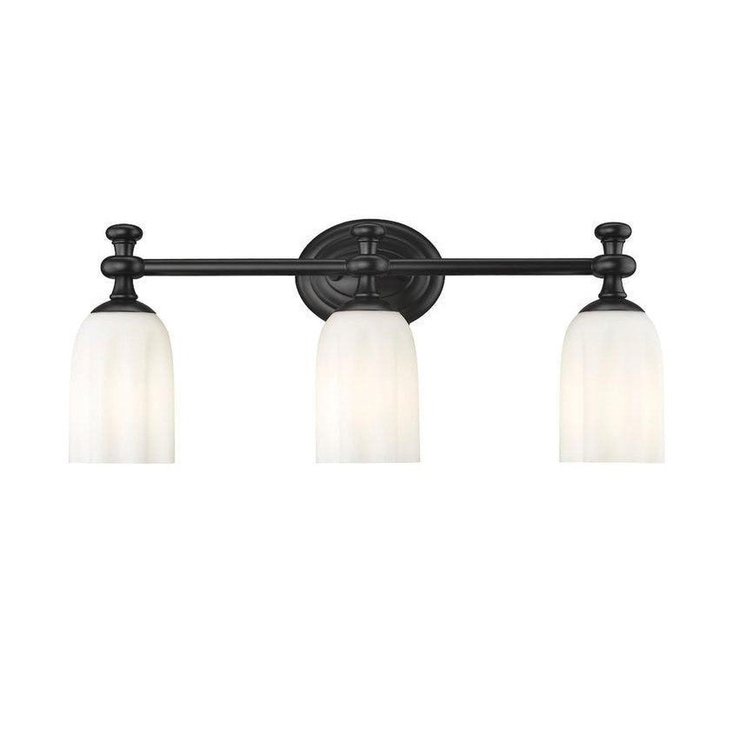 Z-Lite Orion 22" 3-Light Matte Black Steel Vanity Light With Opal Etched Glass Shade