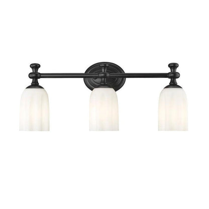 Z-Lite Orion 22" 3-Light Matte Black Steel Vanity Light With Opal Etched Glass Shade